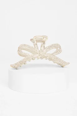 Quiz Wedding Accessories|Hair Accessories>Silver Bow Hair Claw