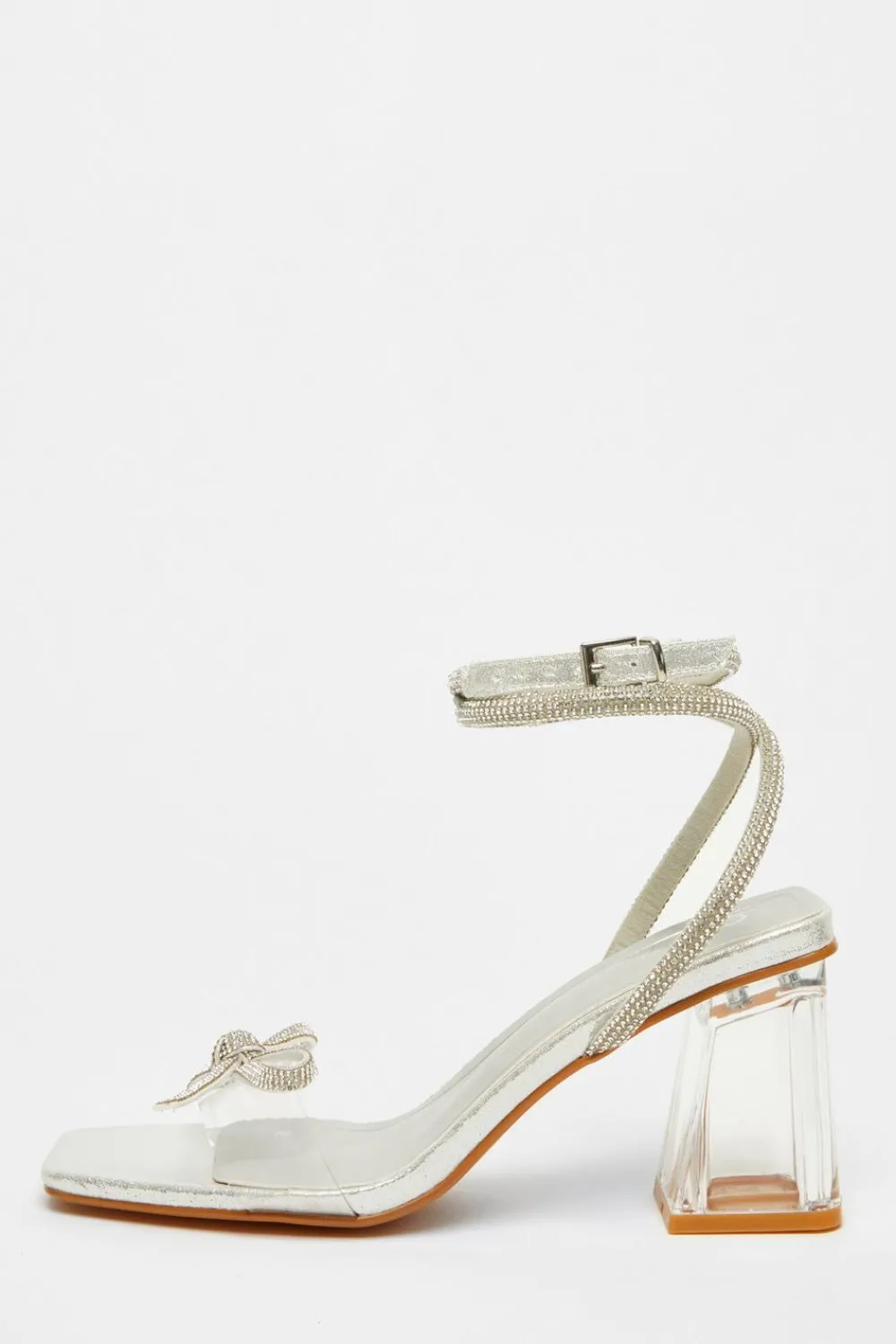 Quiz Occasion Shoes|Heels>Silver Bow Heeled Sandals
