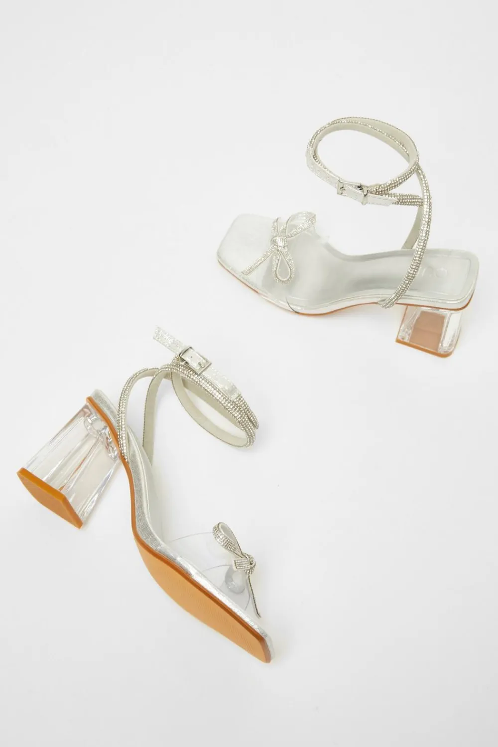 Quiz Occasion Shoes|Heels>Silver Bow Heeled Sandals