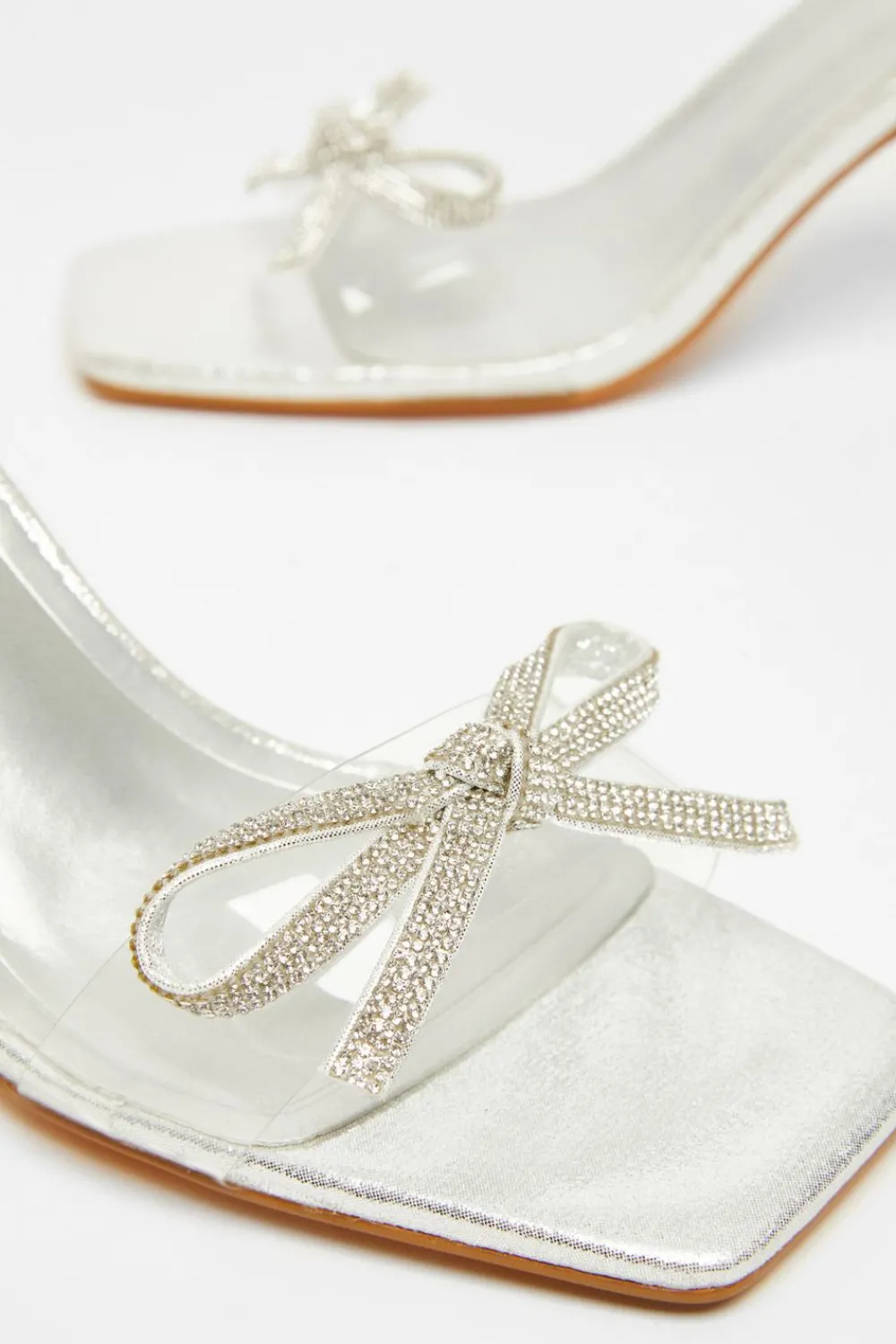 Quiz Occasion Shoes|Heels>Silver Bow Heeled Sandals