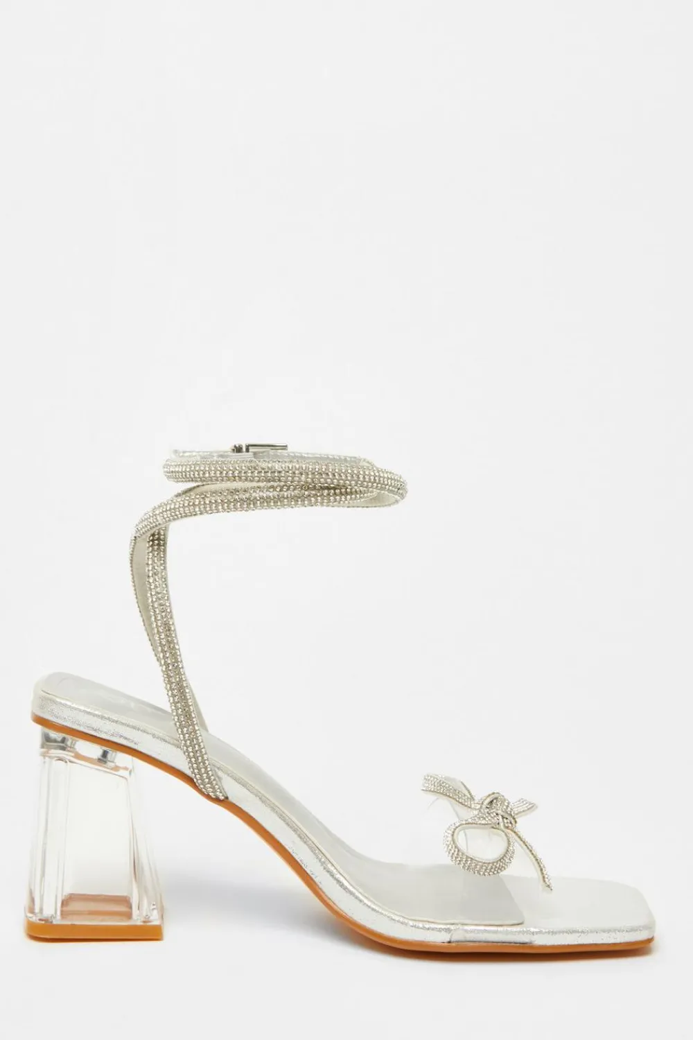Quiz Occasion Shoes|Heels>Silver Bow Heeled Sandals