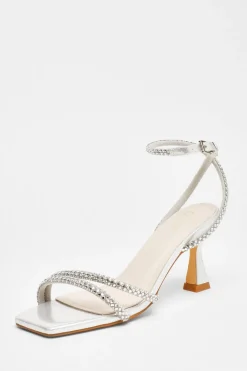 Quiz Shoe & Bag Sets|Heels>Diamante Asymmetric Heeled Sandals