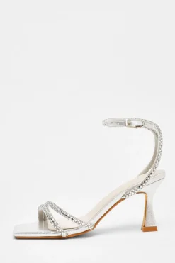 Quiz Shoe & Bag Sets|Heels>Diamante Asymmetric Heeled Sandals