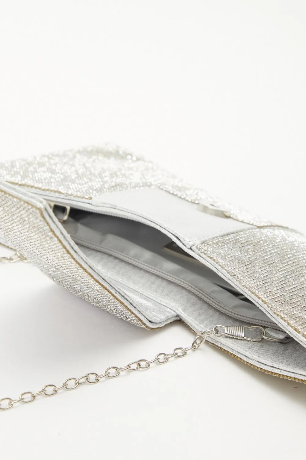 Quiz Bags>Silver Diamante Bow Bag
