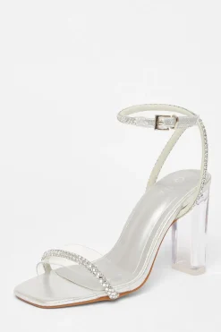 Quiz Occasion Shoes|Heels>Diamante Clear Block Heels