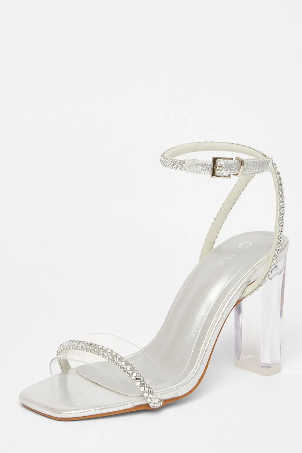 Quiz Occasion Shoes|Heels>Diamante Clear Block Heels