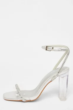 Quiz Occasion Shoes|Heels>Diamante Clear Block Heels