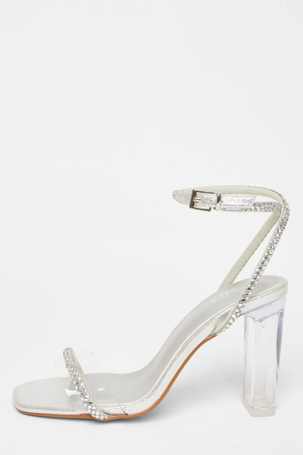 Quiz Occasion Shoes|Heels>Diamante Clear Block Heels