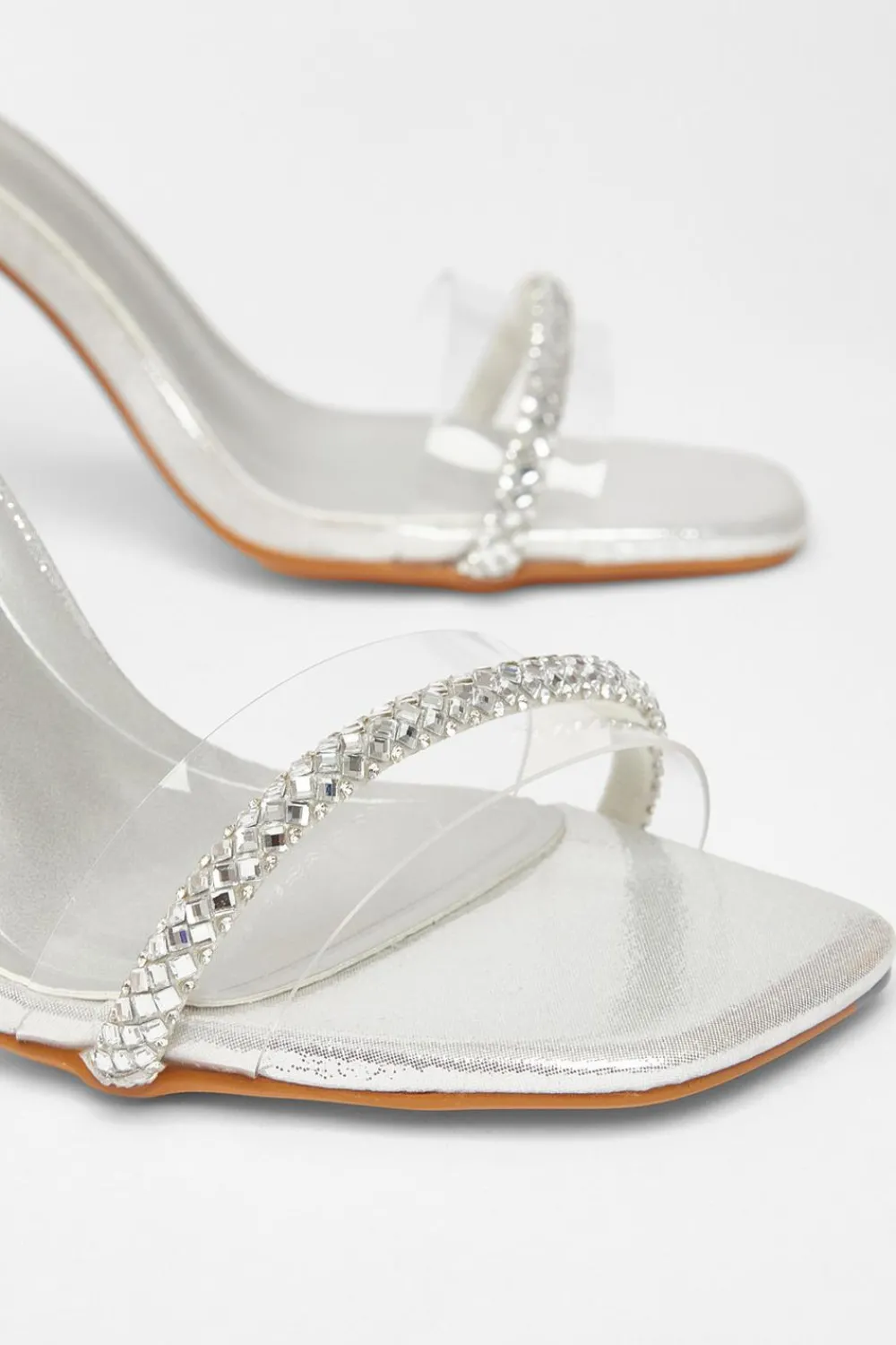 Quiz Occasion Shoes|Heels>Diamante Clear Block Heels