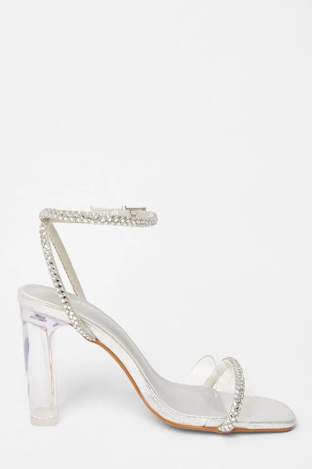 Quiz Occasion Shoes|Heels>Diamante Clear Block Heels