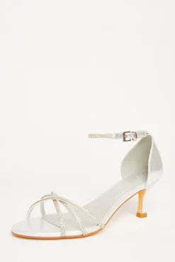 Quiz Occasion Shoes|Heels>Diamante Cross Strap Heels