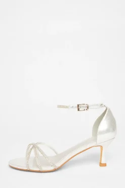 Quiz Occasion Shoes|Heels>Diamante Cross Strap Heels