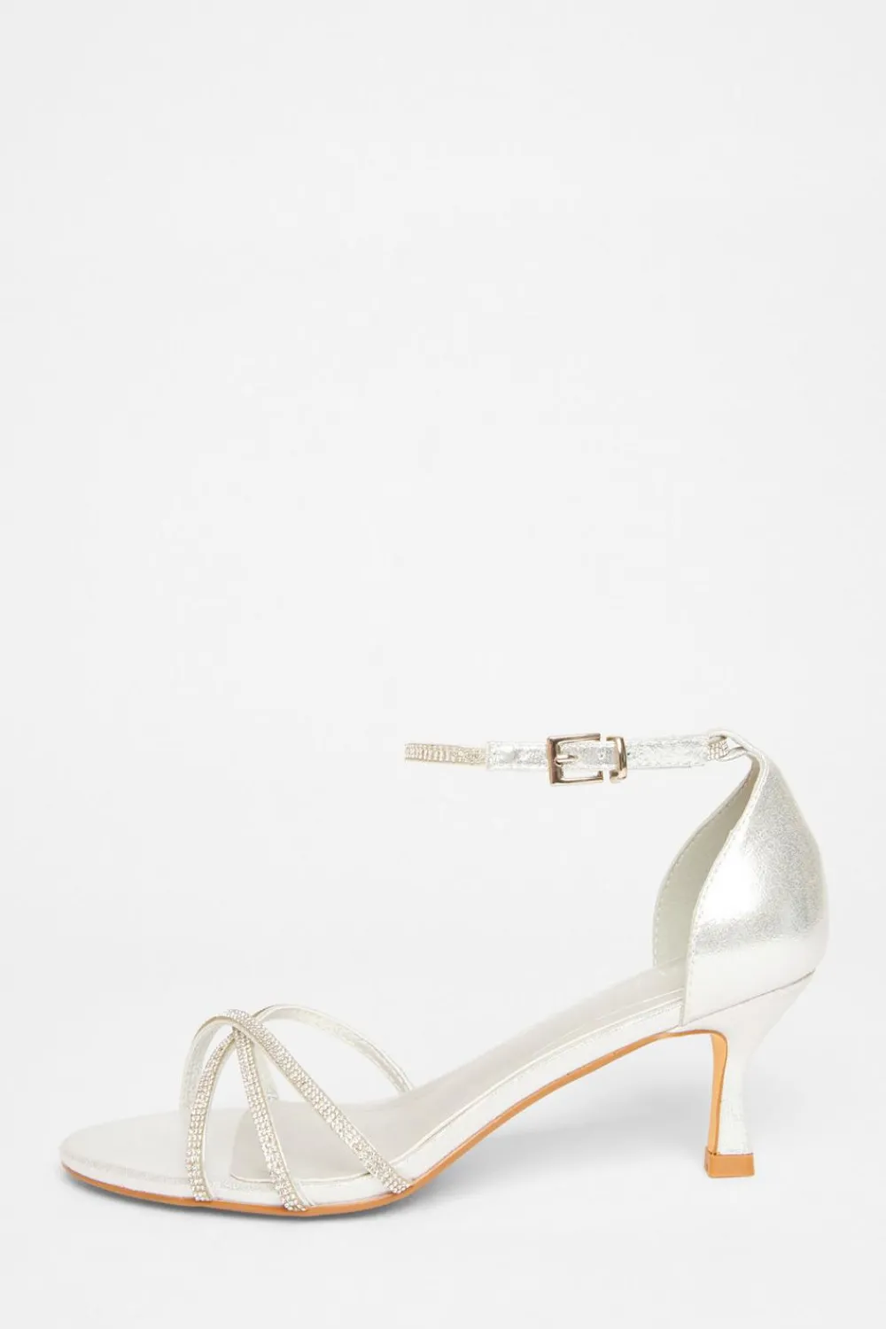 Quiz Occasion Shoes|Heels>Diamante Cross Strap Heels