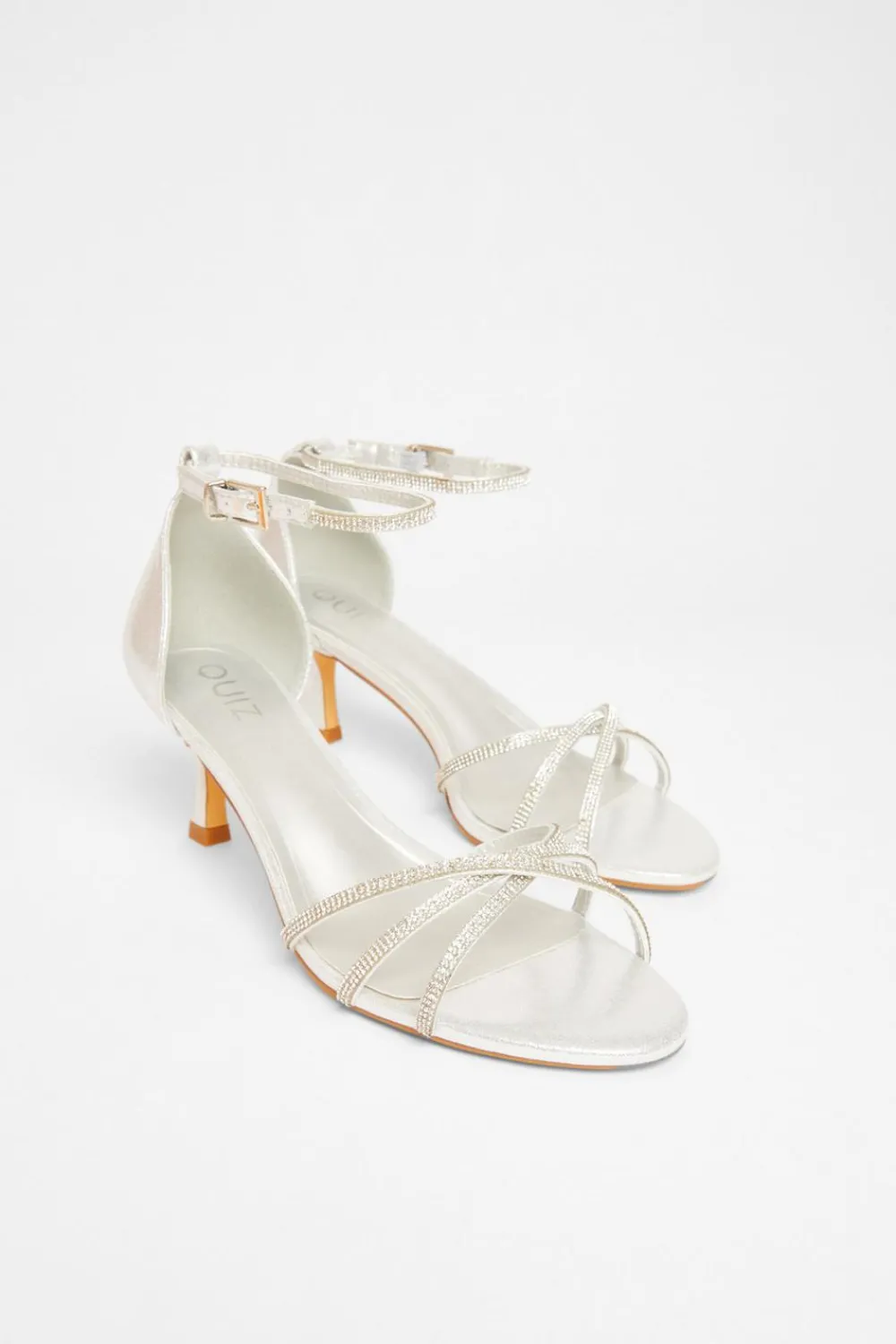 Quiz Occasion Shoes|Heels>Diamante Cross Strap Heels
