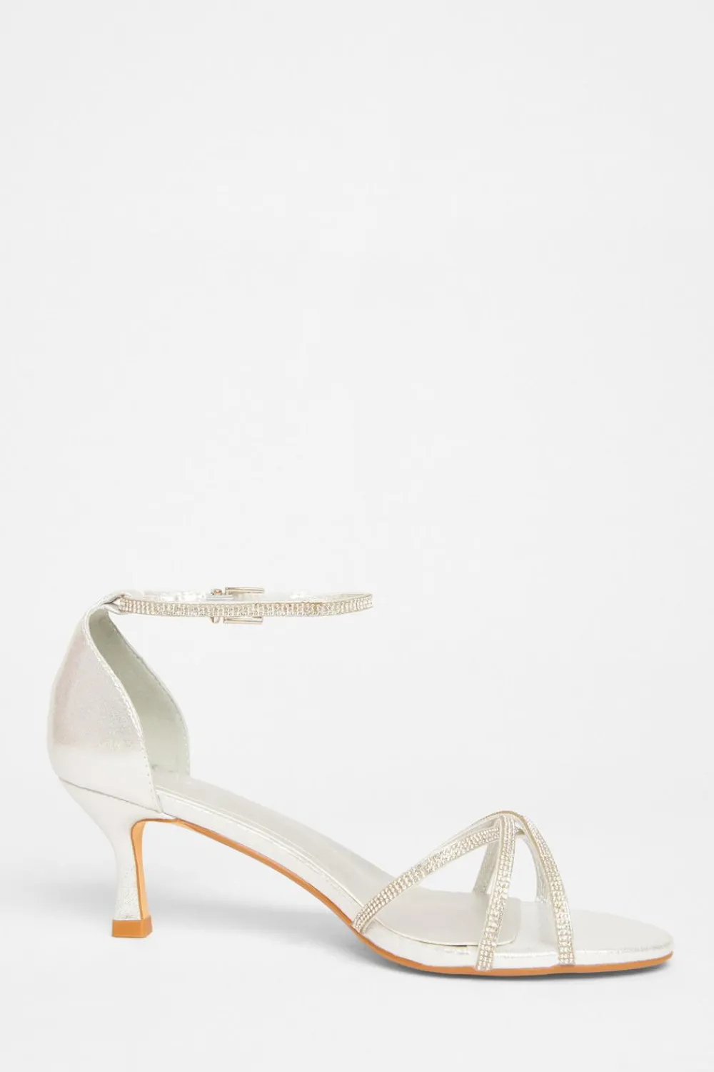 Quiz Occasion Shoes|Heels>Diamante Cross Strap Heels
