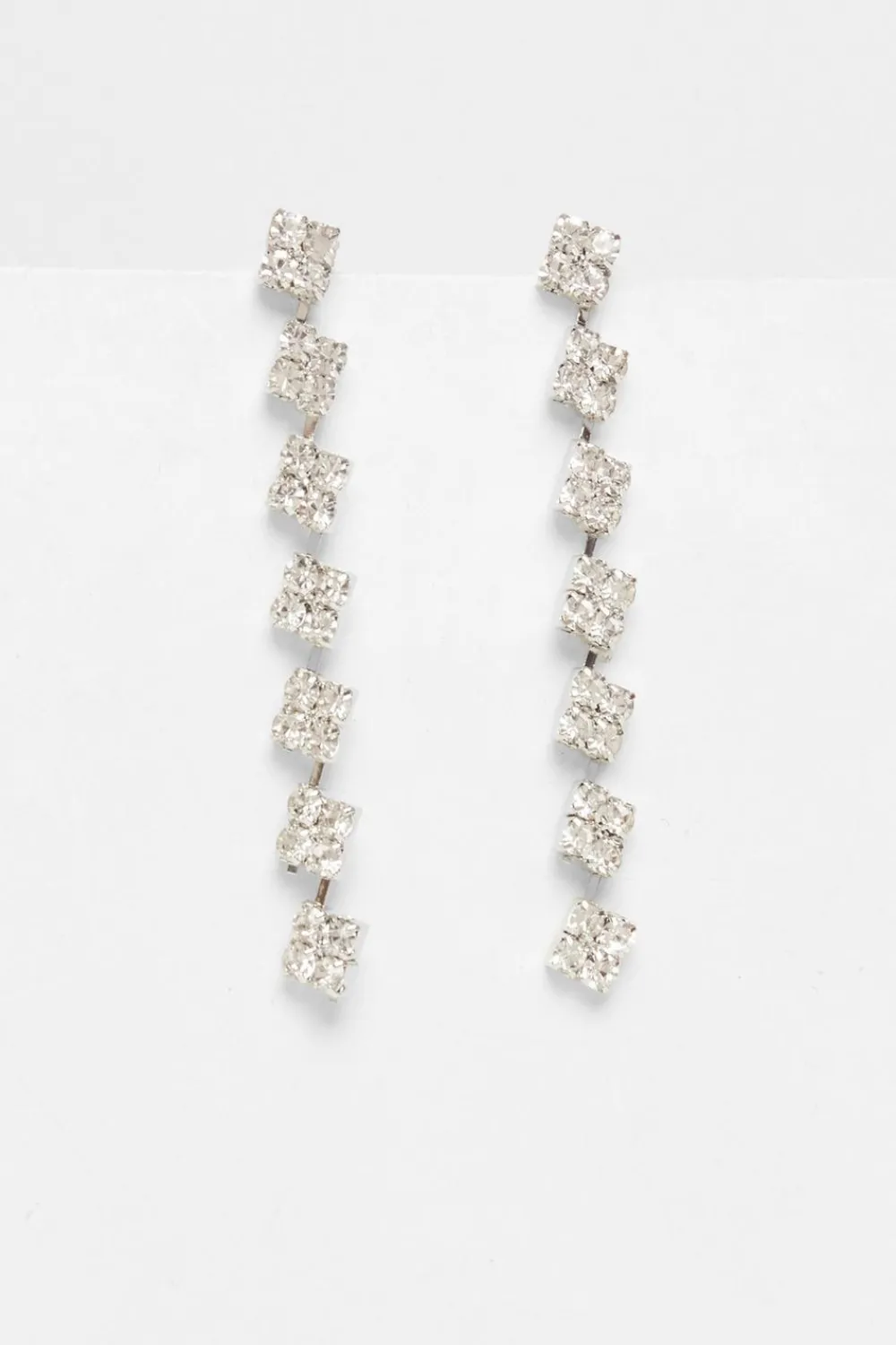 Quiz Wedding Accessories|Jewellery Sets>Silver Diamante Drop Earrings