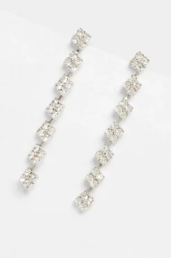 Quiz Wedding Accessories|Jewellery Sets>Silver Diamante Drop Earrings