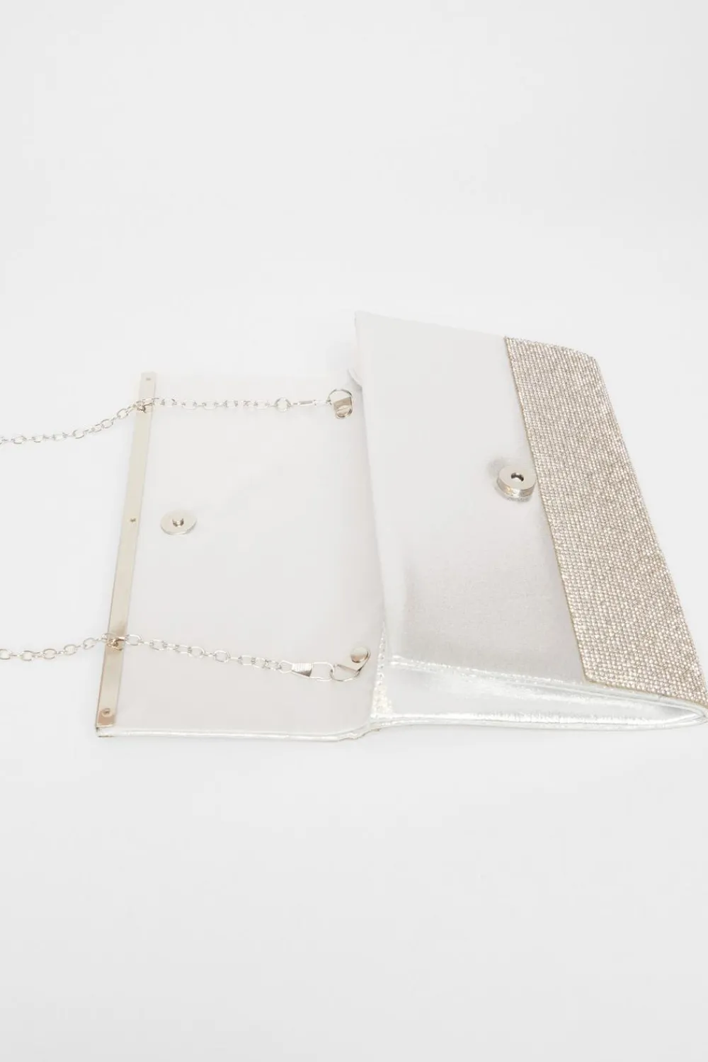 Quiz Bags|Shoe & Bag Sets>Silver Diamante Envelope Clutch Bag