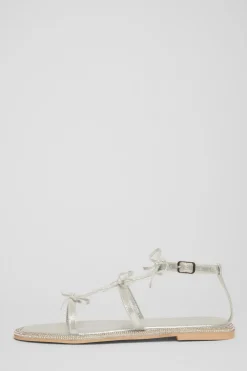 Quiz Shoe & Bag Sets|Flats>Silver Diamante Flat Sandals