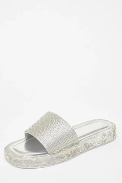 Quiz Sandals|Holiday Shoes>Diamante Flat Sandals