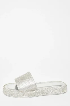 Quiz Sandals|Holiday Shoes>Diamante Flat Sandals