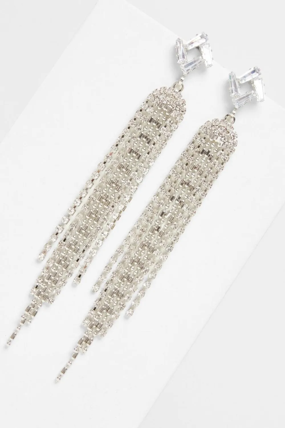 Quiz Jewellery|Earrings>Silver Diamante Fringe Earrings