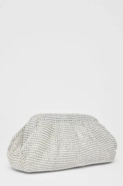 Quiz Wedding Accessories|Bags>Diamante Gathered Pouch Bag