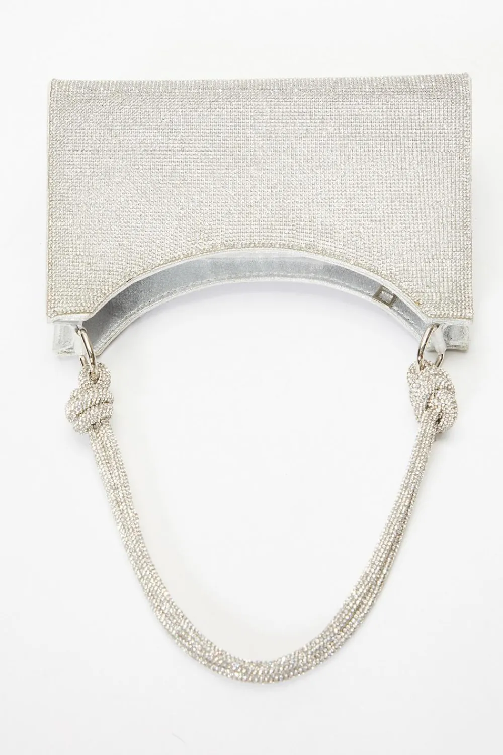Quiz Bags>Silver Diamante Knot Shoulder Bag