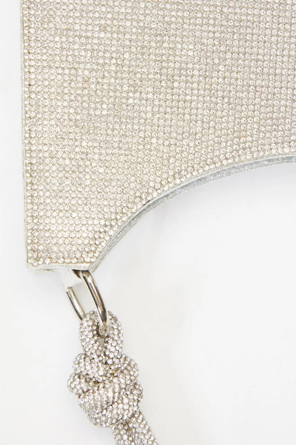 Quiz Bags>Silver Diamante Knot Shoulder Bag