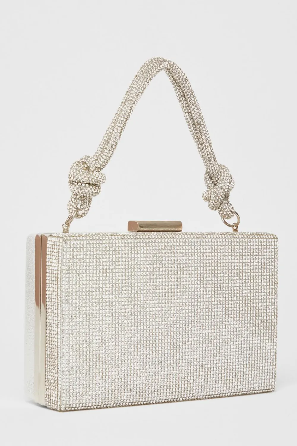 Quiz Wedding Accessories|Bags>Silver Diamante Knot Top Handle Bag