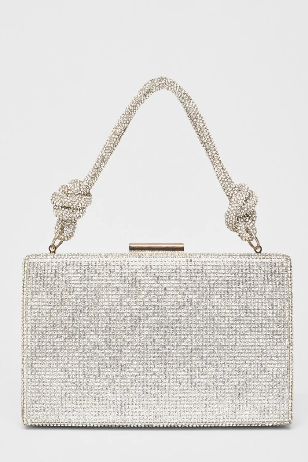 Quiz Wedding Accessories|Bags>Silver Diamante Knot Top Handle Bag