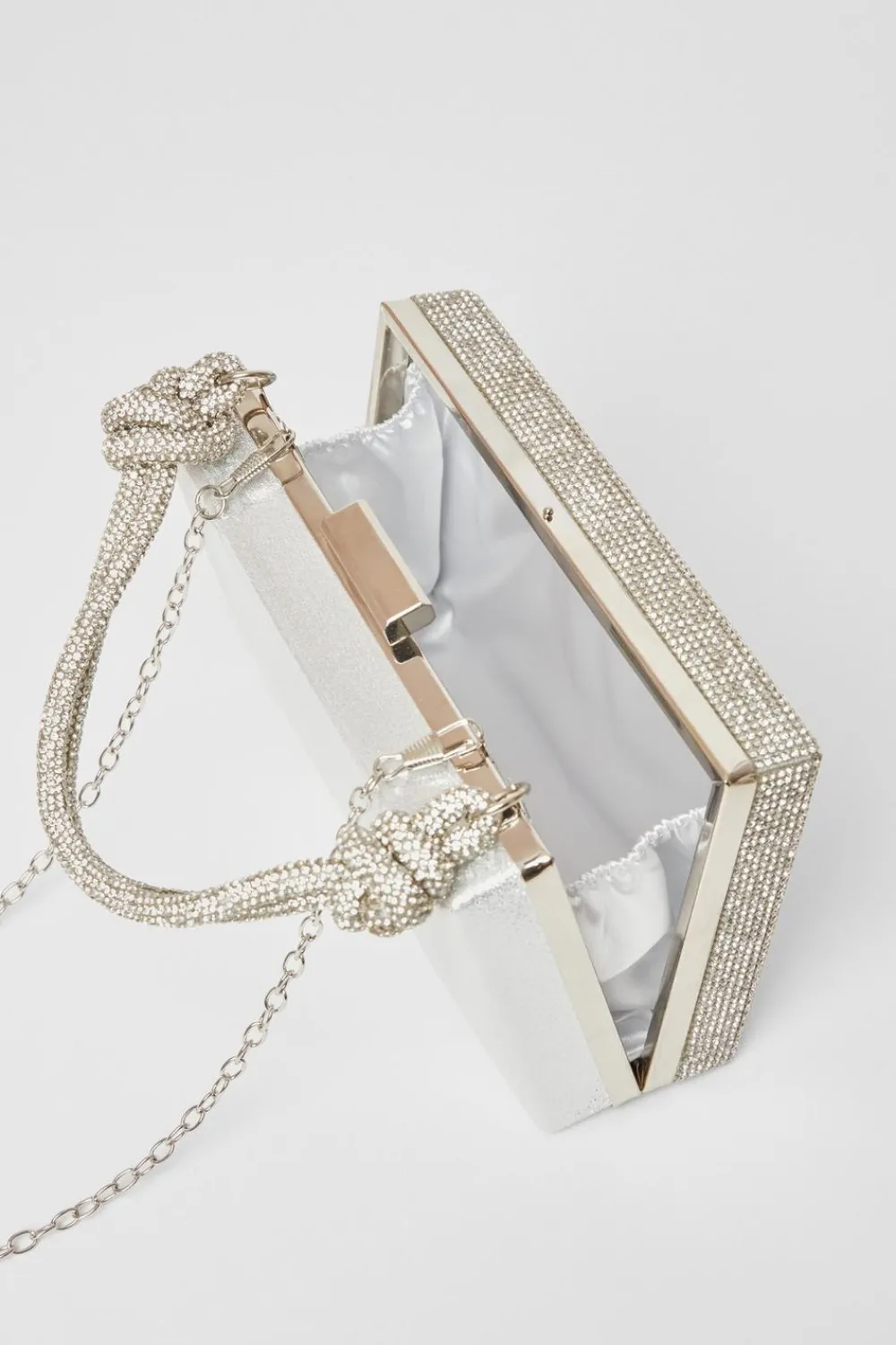 Quiz Wedding Accessories|Bags>Silver Diamante Knot Top Handle Bag