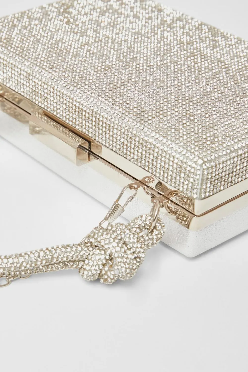 Quiz Wedding Accessories|Bags>Silver Diamante Knot Top Handle Bag