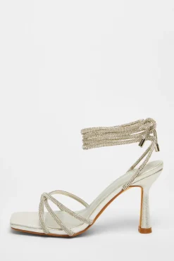 Quiz Heels>Diamante Lace Up Heels