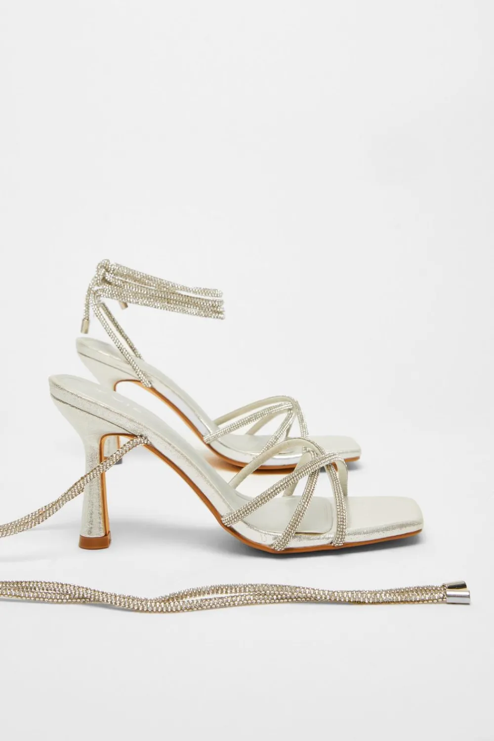 Quiz Heels>Diamante Lace Up Heels