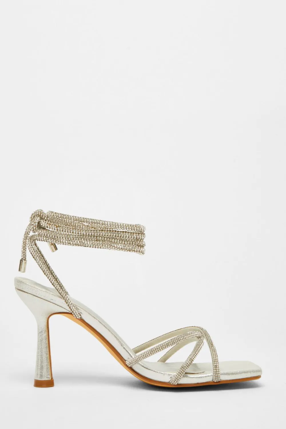 Quiz Heels>Diamante Lace Up Heels