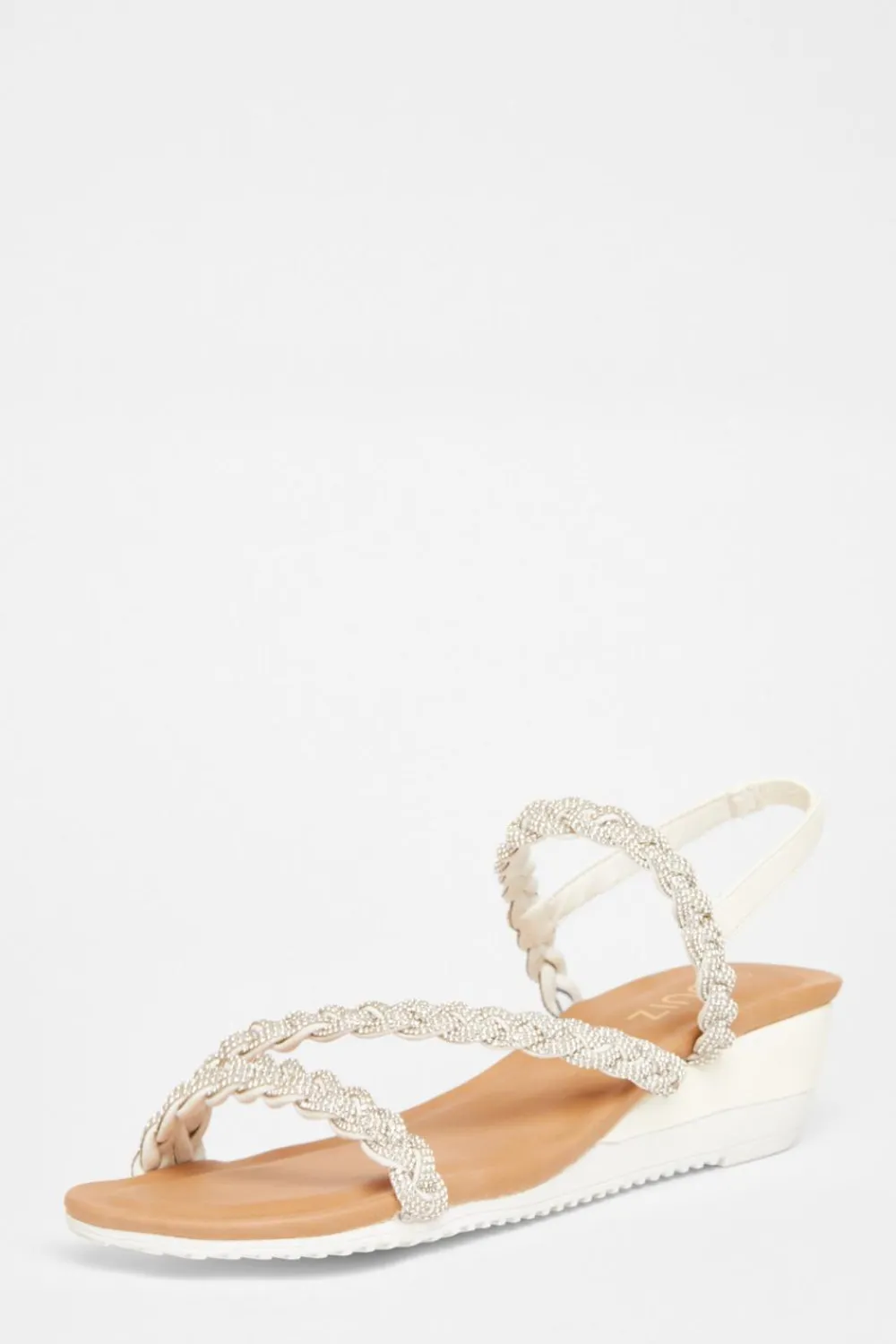 Quiz Wedges|Sandals>Silver Diamante Low Wedge Sandals