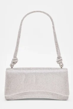 Quiz Bags|Shoe & Bag Sets>Silver Diamante Shoulder Bag