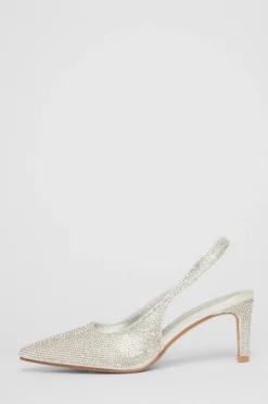 Quiz Shoe & Bag Sets|Occasion Shoes>Diamante Sling Back Heels