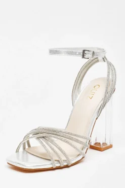 Quiz Shoe & Bag Sets|Occasion Shoes>Diamante Strap Heeled Sandals