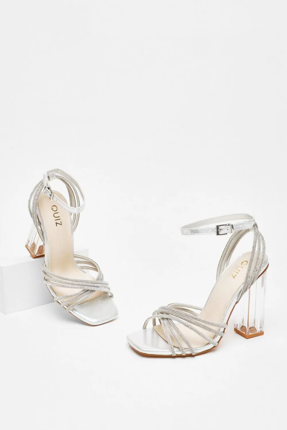 Quiz Shoe & Bag Sets|Occasion Shoes>Diamante Strap Heeled Sandals