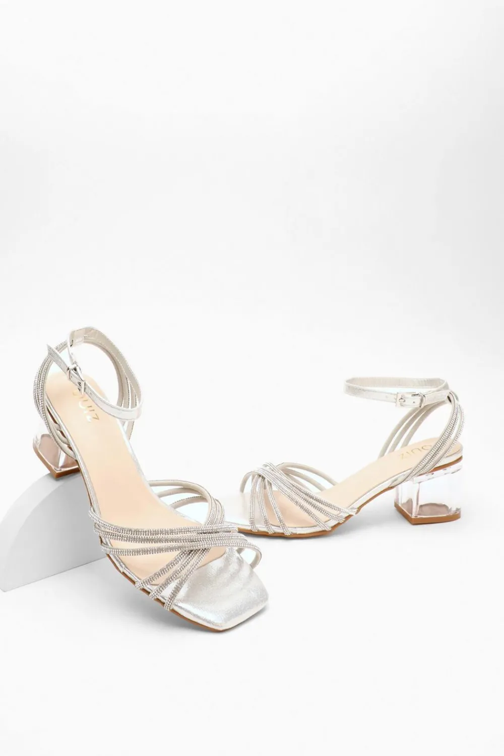 Quiz Shoe & Bag Sets|Occasion Shoes>Diamante Strap Low Heeled Sandals