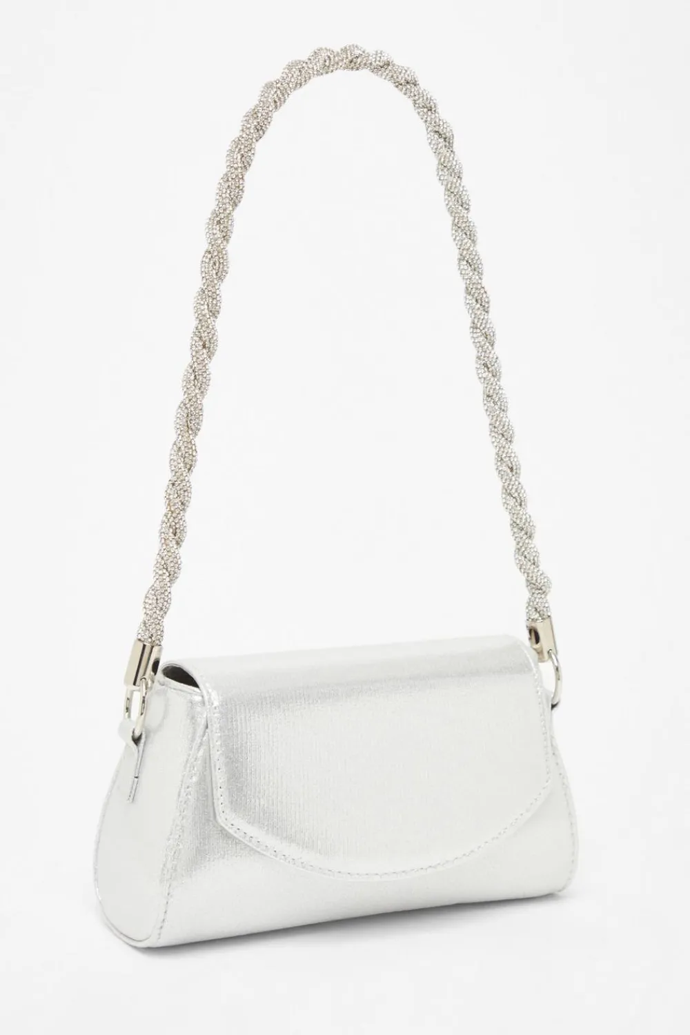 Quiz Bags|Occasion Accessories>Silver Diamante Strap Shoulder Bag