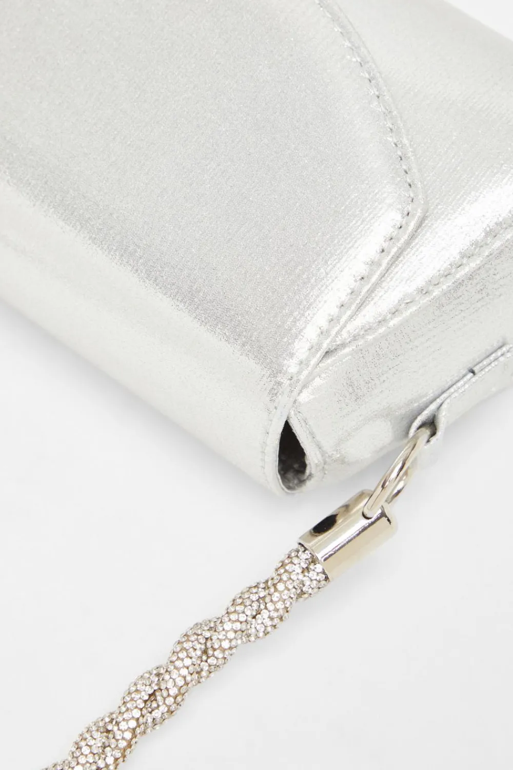 Quiz Bags|Occasion Accessories>Silver Diamante Strap Shoulder Bag
