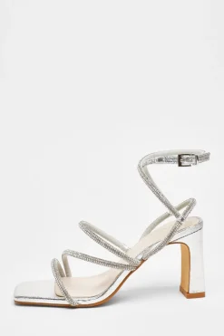 Quiz Shoe & Bag Sets|Occasion Shoes>Diamante Strappy Block Heeled Sandals