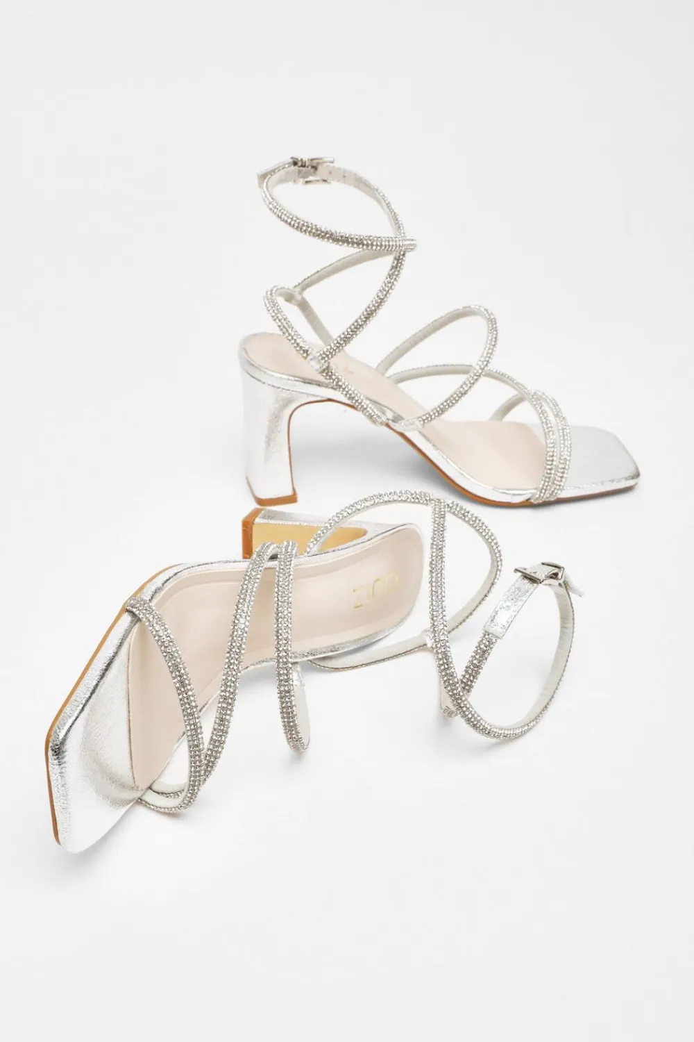 Quiz Shoe & Bag Sets|Occasion Shoes>Diamante Strappy Block Heeled Sandals