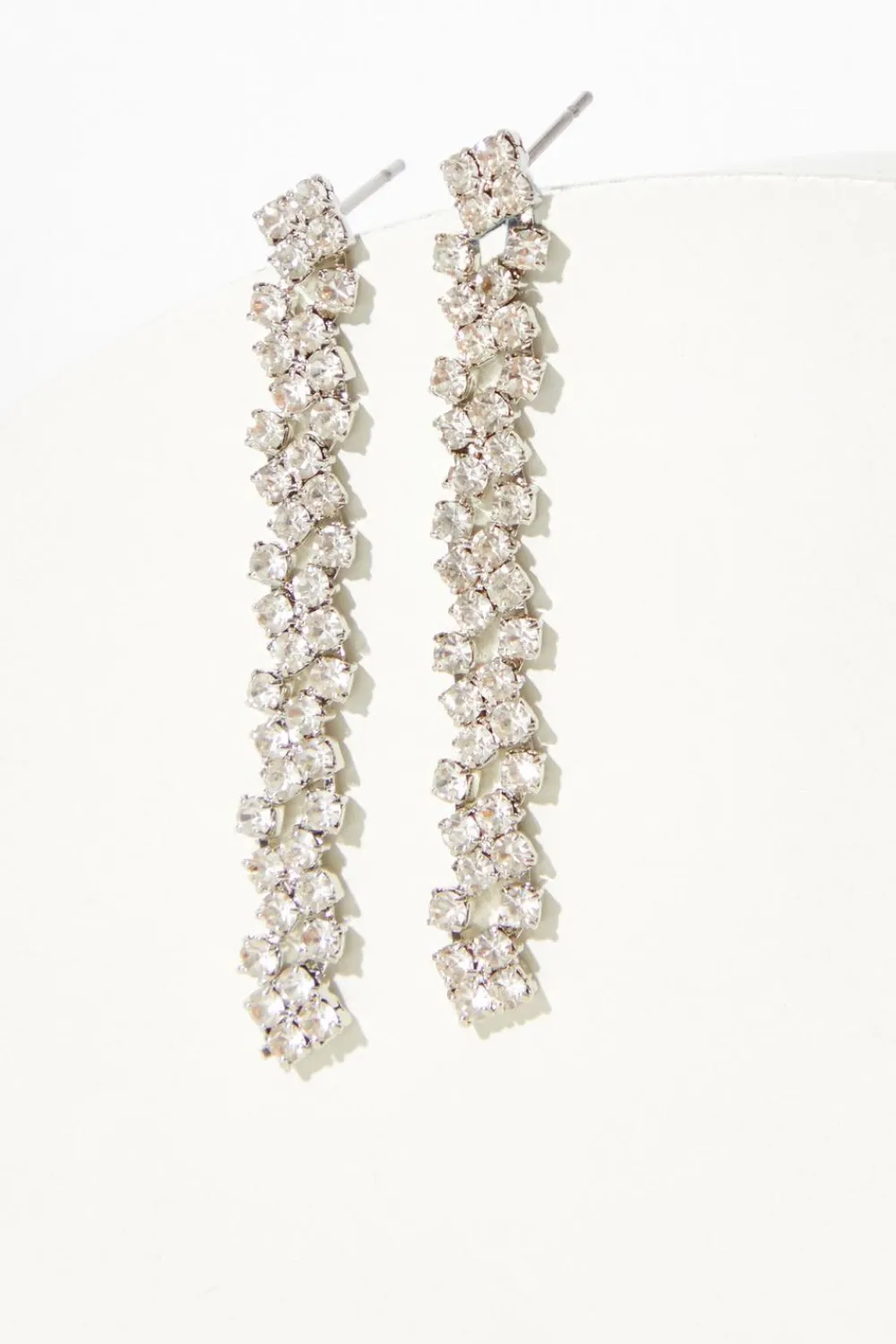 Quiz Jewellery|Earrings>Silver Diamante Strip Drop Earrings