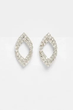 Quiz Wedding Accessories|Jewellery>Silver Diamante Tear Drop Earrings