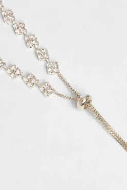Quiz Wedding Accessories|Jewellery Sets>Silver Diamante Toggle Bracelet