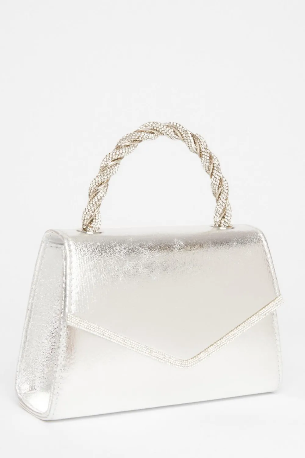 Quiz Wedding Accessories|Bags>Diamante Twist Top Handle Bag